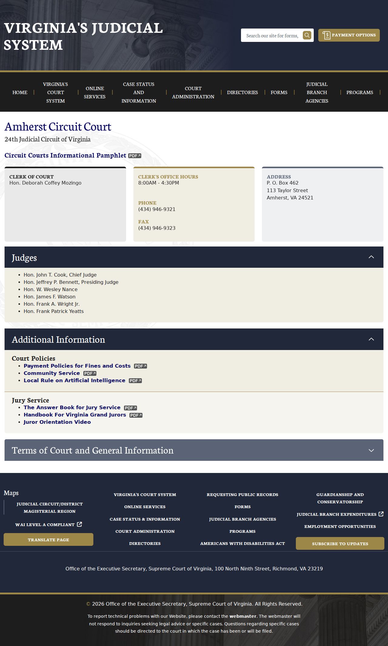 Amherst County criminal records Circuit Court information