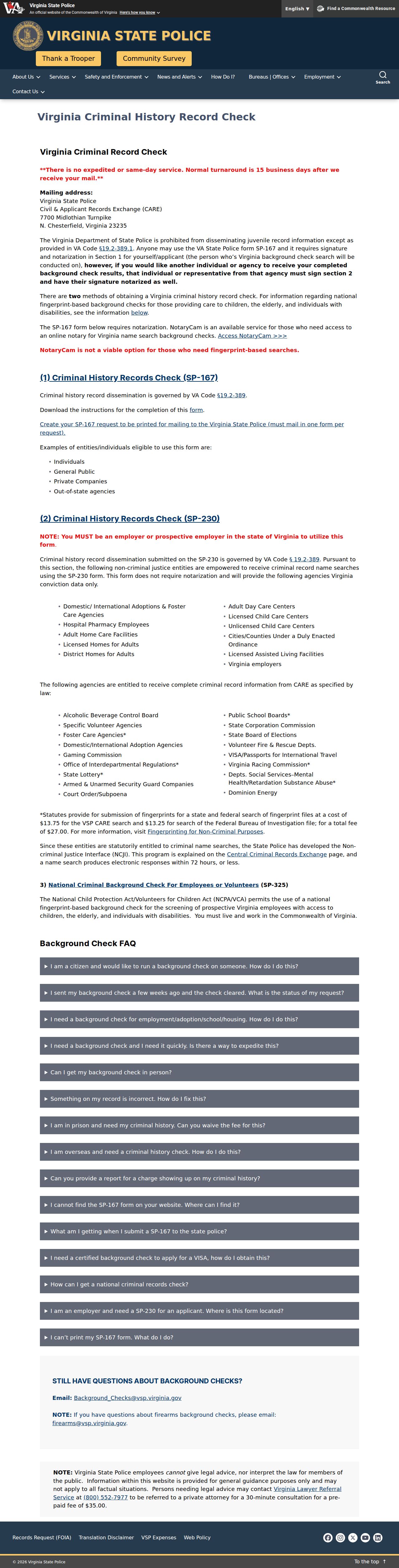 Amherst County criminal history Virginia background check options